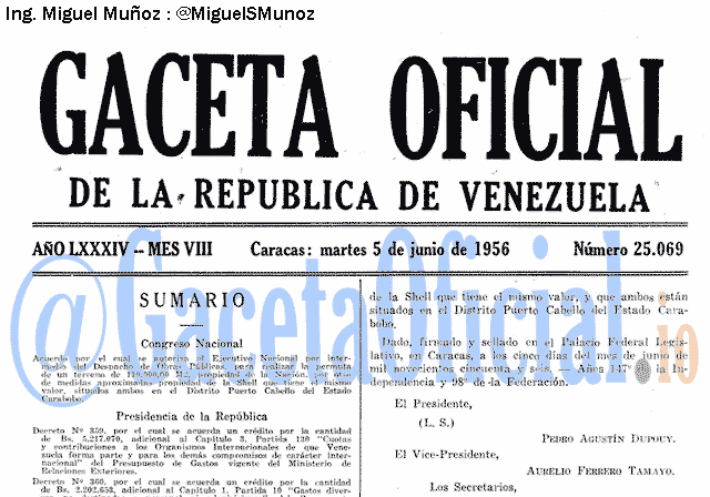 Gaceta Oficial 25069 del 5 Junio 1956