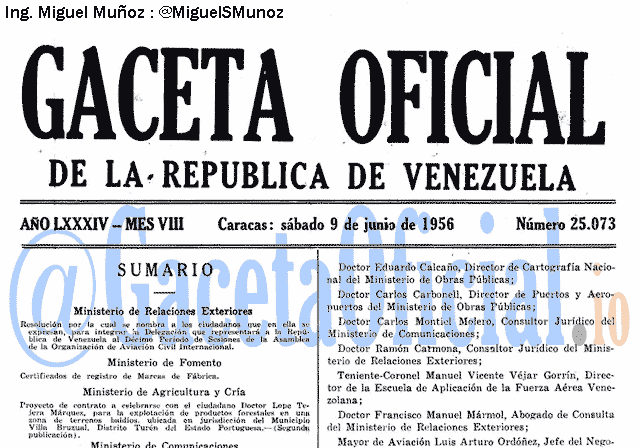 Gaceta Oficial 25073 del 9 Junio 1956