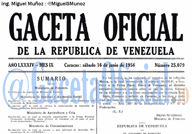 Gaceta Oficial 25079 del 16 Junio 1956