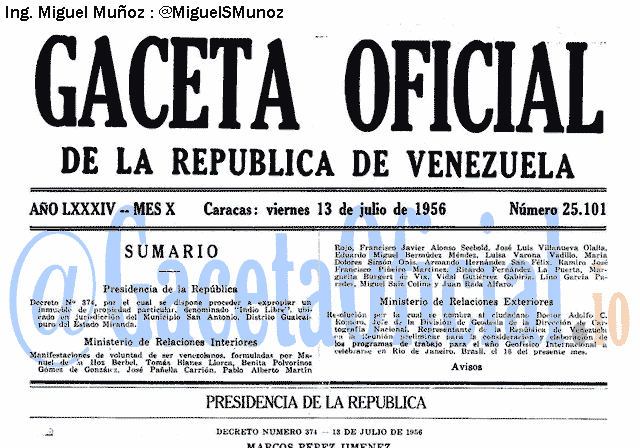 Gaceta Oficial 25101 del 13 Julio 1956