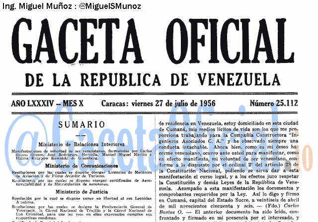 Gaceta Oficial 25112 del 27 Julio 1956
