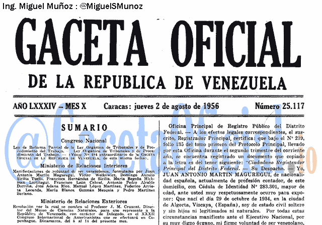 Gaceta Oficial 25117 del 2 Agosto 1956