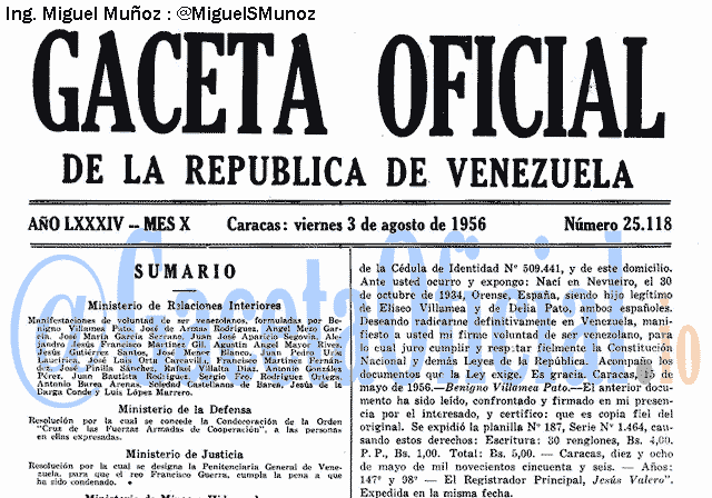 Gaceta Oficial 25118 del 3 Agosto 1956