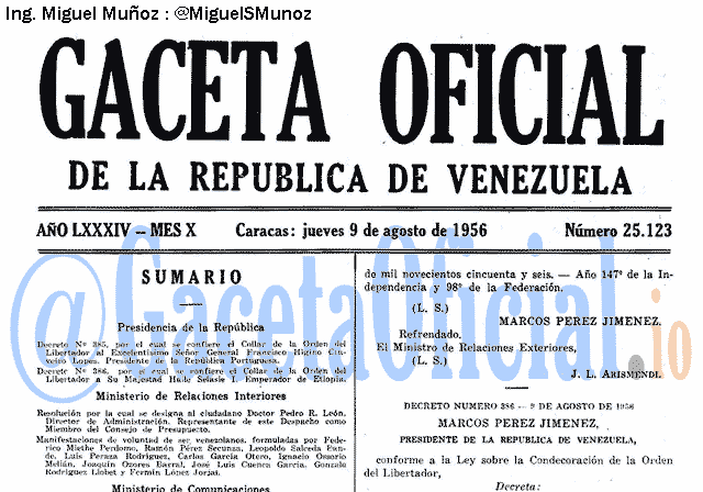 Gaceta Oficial 25123 del 9 Agosto 1956