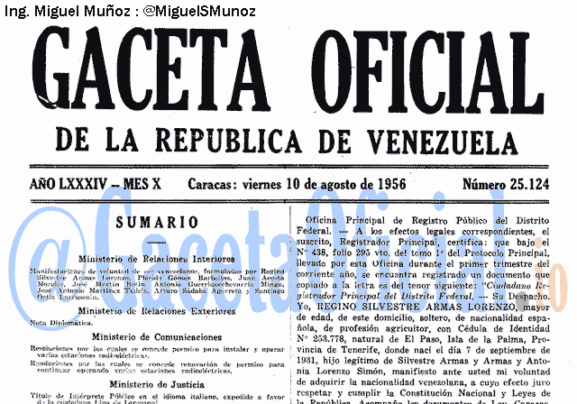 Gaceta Oficial 25124 del 10 Agosto 1956