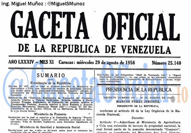Gaceta Oficial 25140 del 29 Agosto 1956