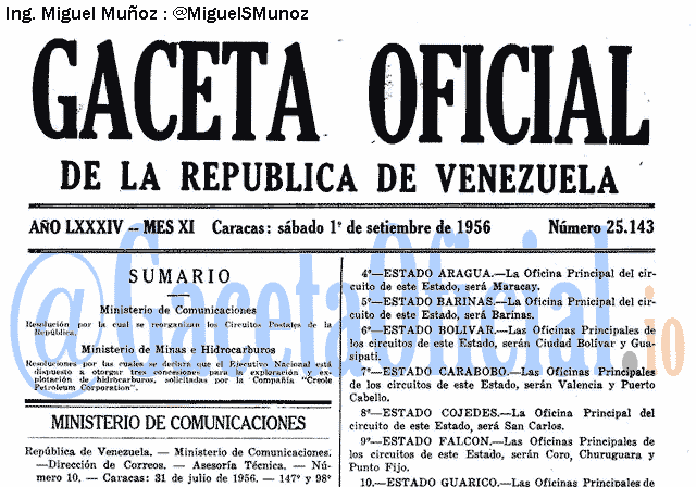Gaceta Oficial 25143 del 1 Septiembre 1956
