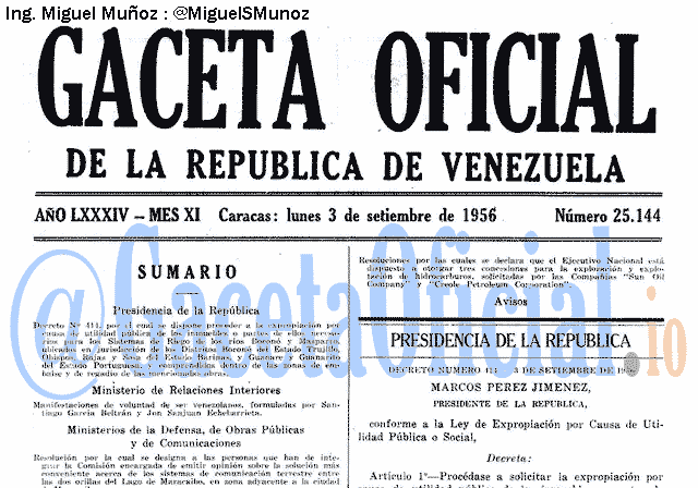 Gaceta Oficial 25144 del 3 Septiembre 1956