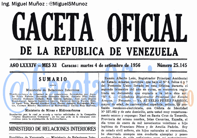 Gaceta Oficial 25145 del 4 Septiembre 1956