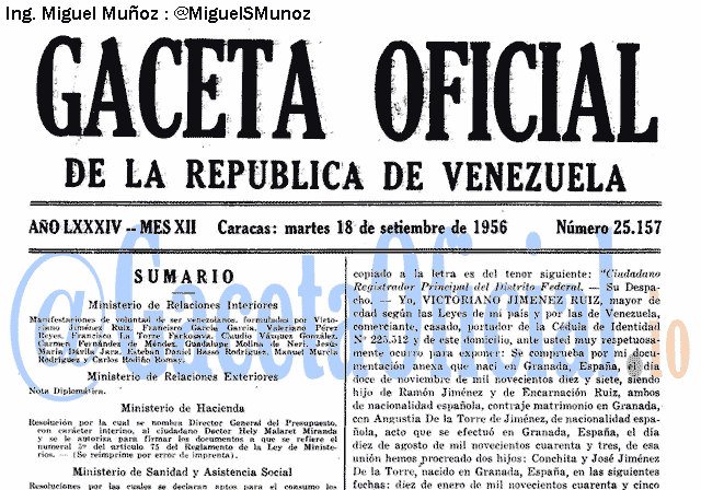 Gaceta Oficial 25157 del 18 Septiembre 1956