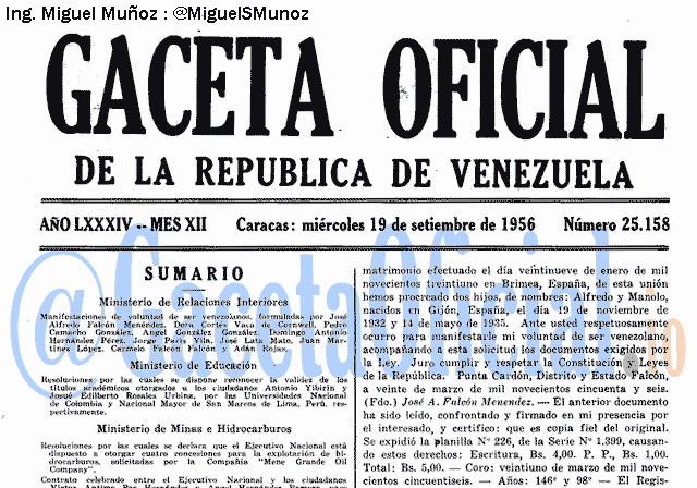 Gaceta Oficial 25158 del 19 Septiembre 1956