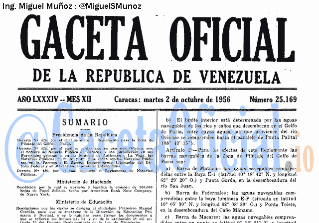 Gaceta Oficial 25169 del 2 Octubre 1956