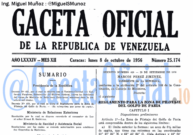 Gaceta Oficial 25174 del 8 Octubre 1956