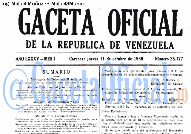 Gaceta Oficial 25177 del 11 Octubre 1956
