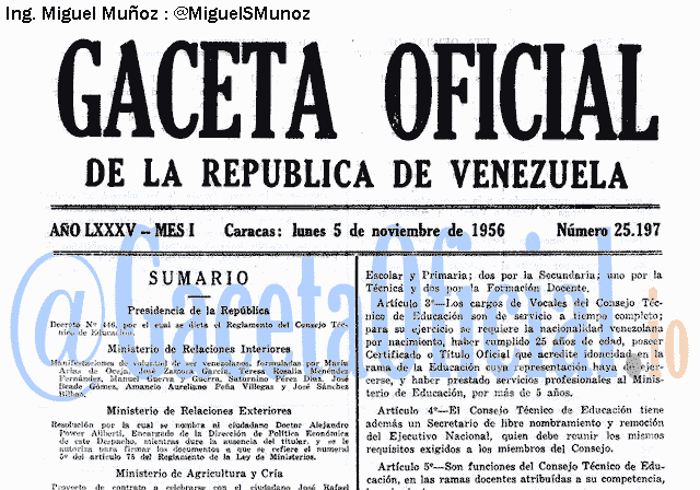 Gaceta Oficial 25197 del 5 Noviembre 1956