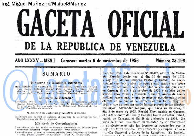 Gaceta Oficial 25198 del 6 Noviembre 1956
