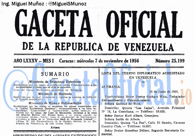 Gaceta Oficial 25199 del 7 Noviembre 1956