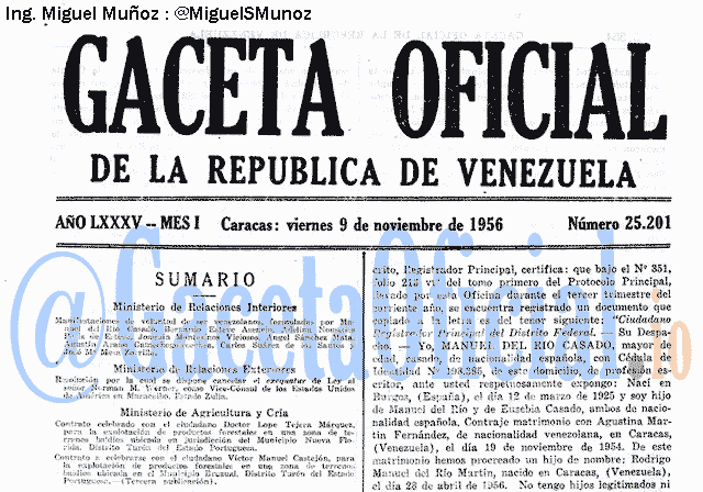 Gaceta Oficial 25201 del 9 Noviembre 1956