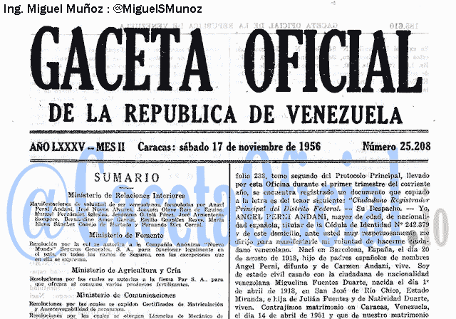 Gaceta Oficial 25208 del 17 Noviembre 1956