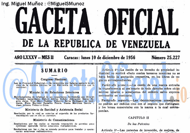Gaceta Oficial 25227 del 10 Diciembre 1956