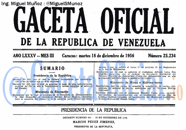 Gaceta Oficial 25234 del 18 Diciembre 1956