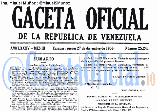Gaceta Oficial 25241 del 27 Diciembre 1956