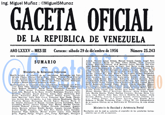Gaceta Oficial 25243 del 29 Diciembre 1956