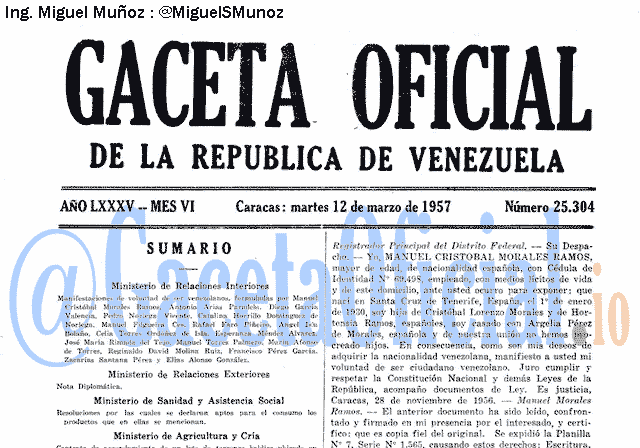 Gaceta Oficial 25304 del 12 Marzo 1957