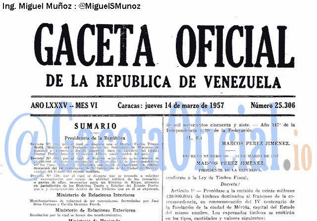 Gaceta Oficial 25306 del 14 Marzo 1957