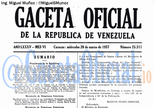 Gaceta Oficial 25311 del 20 Marzo 1957
