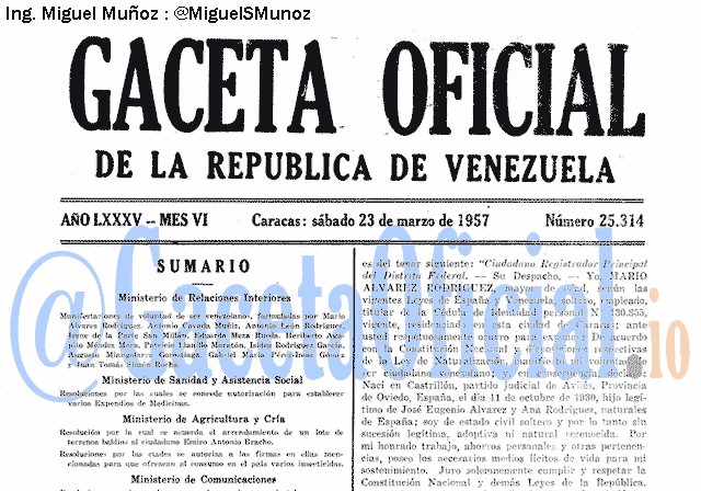Gaceta Oficial 25314 del 23 Marzo 1957