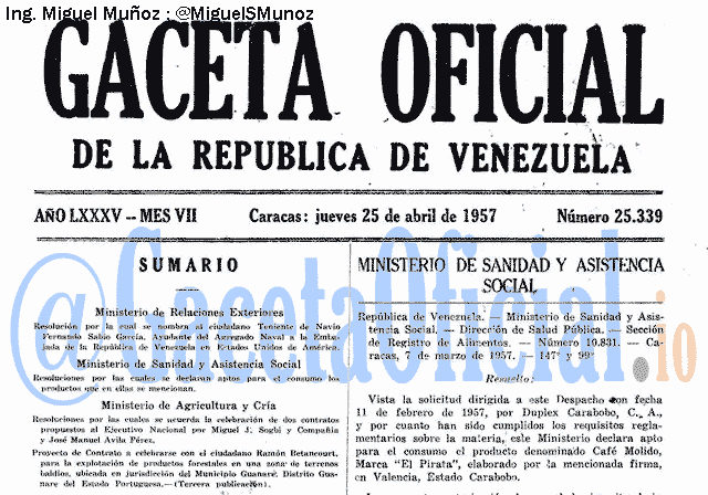 Gaceta Oficial 25339 del 25 Abril 1957