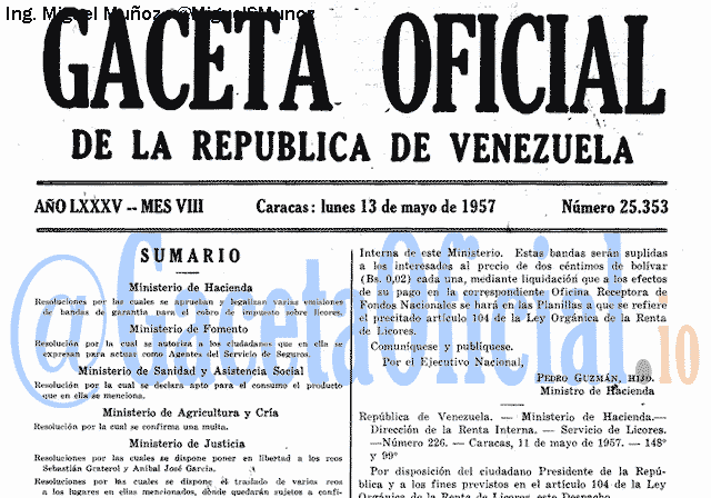 Gaceta Oficial 25353 del 13 Mayo 1957