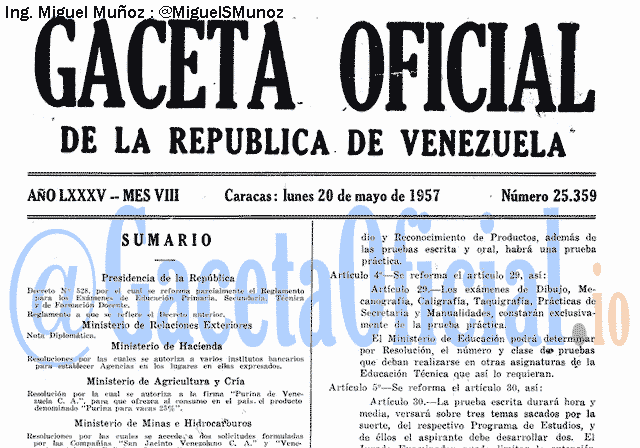 Gaceta Oficial 25359 del 20 Mayo 1957