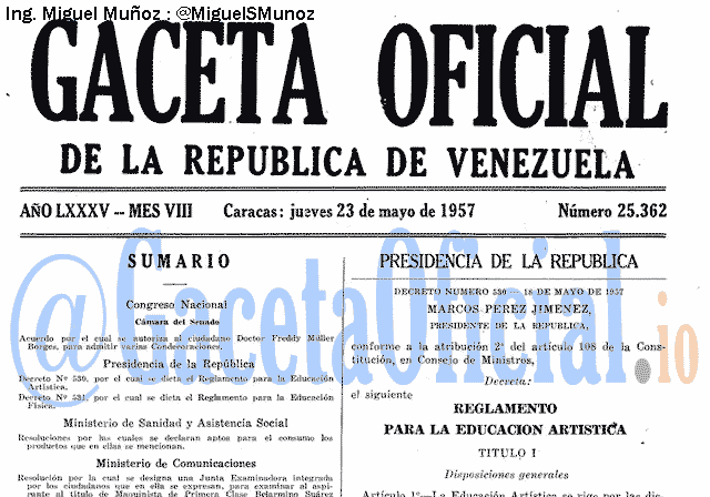Gaceta Oficial 25362 del 23 Mayo 1957