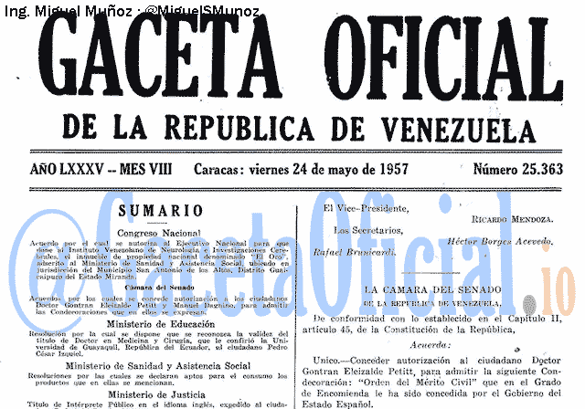 Gaceta Oficial 25363 del 24 Mayo 1957