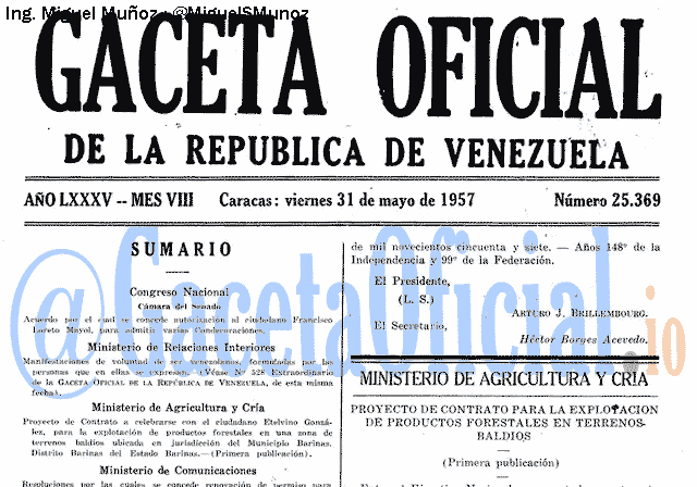Gaceta Oficial 25369 del 31 Mayo 1957