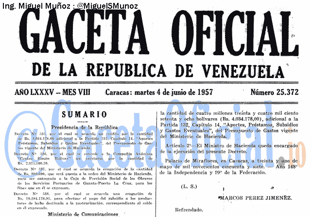 Gaceta Oficial 25372 del 4 Junio 1957