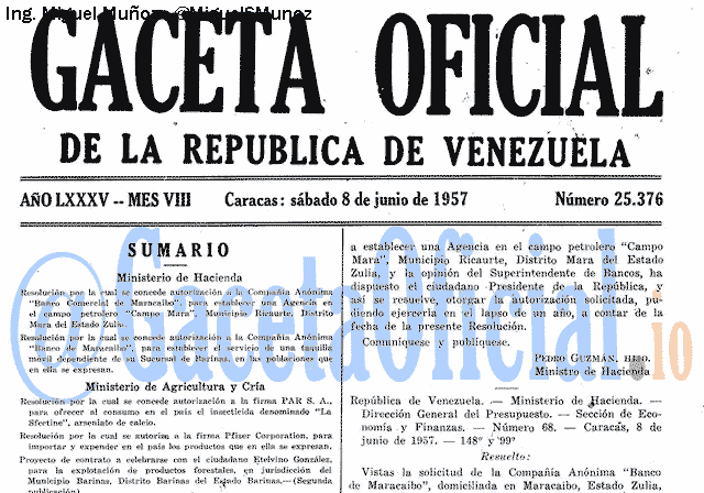 Gaceta Oficial 25376 del 8 Junio 1957
