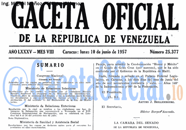 Gaceta Oficial 25377 del 10 Junio 1957