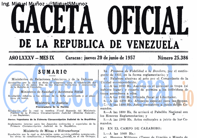 Gaceta Oficial 25386 del 20 Junio 1957