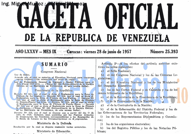 Gaceta Oficial 25393 del 28 Junio 1957