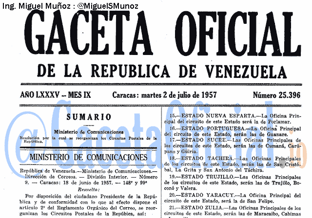 Gaceta Oficial 25396 del 2 Julio 1957