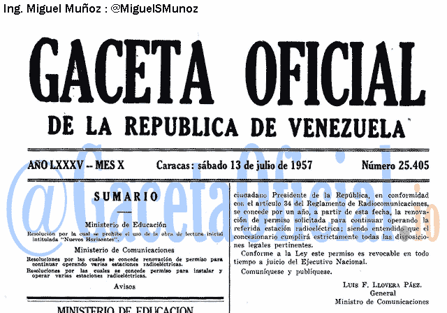 Gaceta Oficial 25405 del 13 Julio 1957