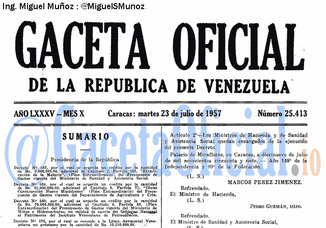 Gaceta Oficial 25413 del 23 Julio 1957