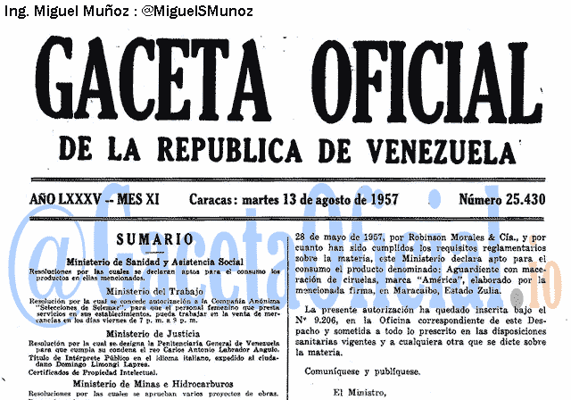 Gaceta Oficial 25430 del 13 Agosto 1957