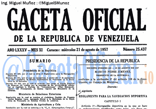 Gaceta Oficial 25437 del 21 Agosto 1957