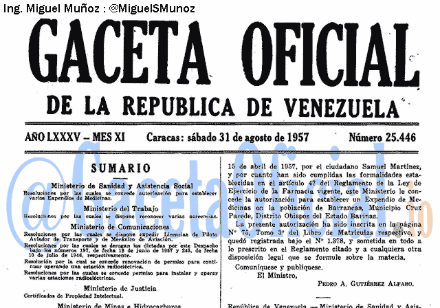 Gaceta Oficial 25446 del 31 Agosto 1957
