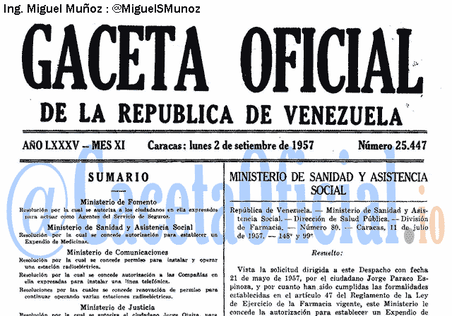 Gaceta Oficial 25447 del 2 Septiembre 1957