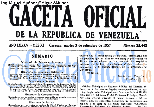 Gaceta Oficial 25448 del 3 Septiembre 1957